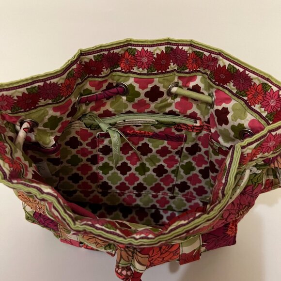 Vera Bradley Hello Dahlia Pink Floral Flowers Cinch Bucket Crossbody Bag - Picture 4 of 7